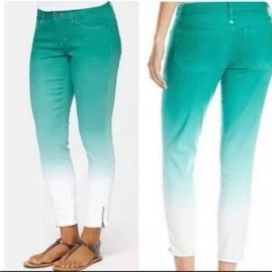 Prana Green to White Ombré Crop Ankle Zip Pants